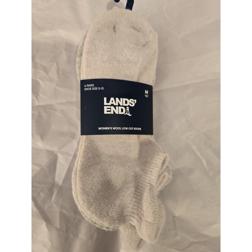 New 4 Pairs‎ Lands' End  , Wool Blend Women's  Ankle  Socks Size M
